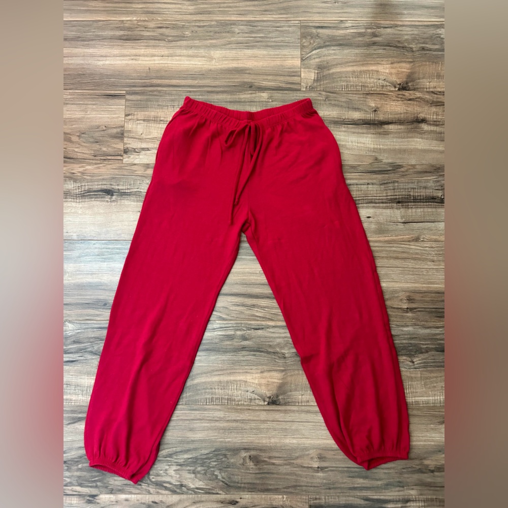 Red lounge pants by Emerald
